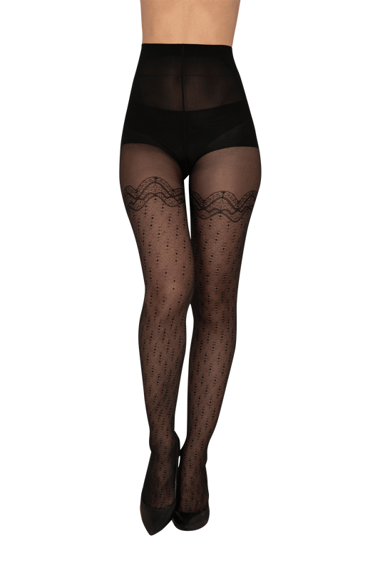 Collant Fantaisie Voile Hypnotique Magic Nights - Noir ébène