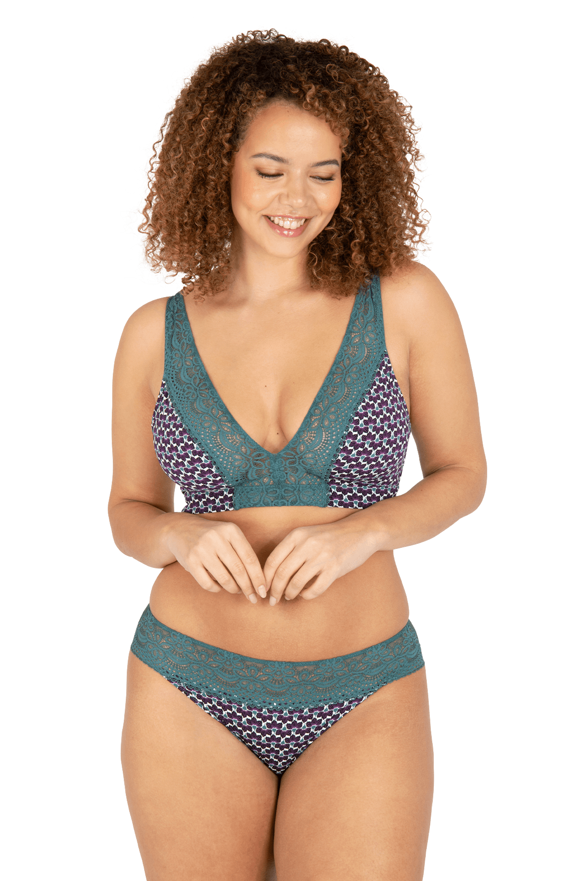 Soutien-gorge foulard sans armatures en dentelle et en microfibre L'irrésistible - Imprimé folk
