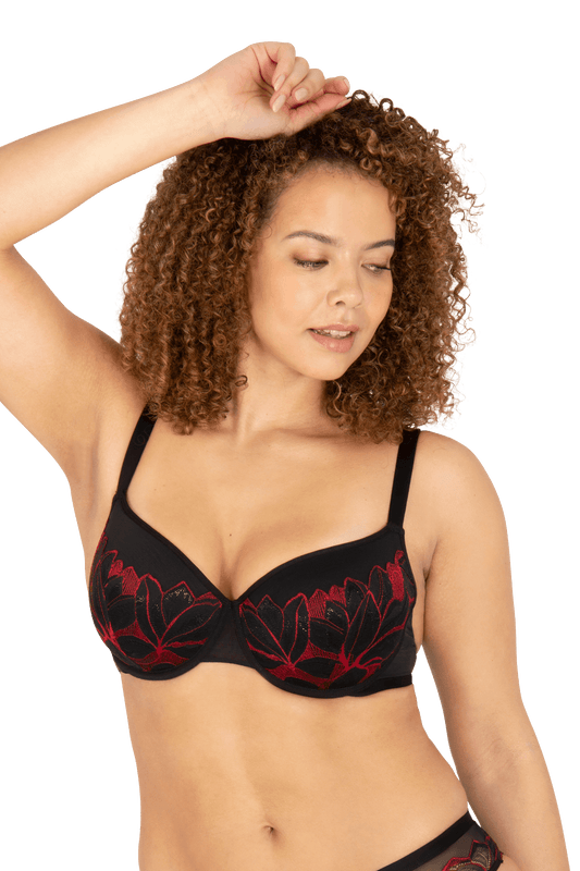 Soutien-gorge à coques Nymphéas - Noir / rouge