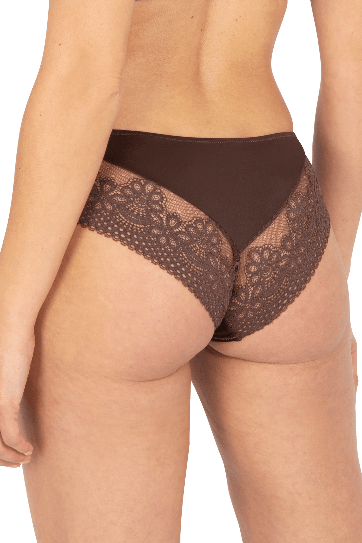 Slip brésilien dentelle et microfibre L'irrésistible - Châtaigne