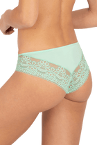 Slip brésilien dentelle et microfibre L'irrésistible - Vert amande