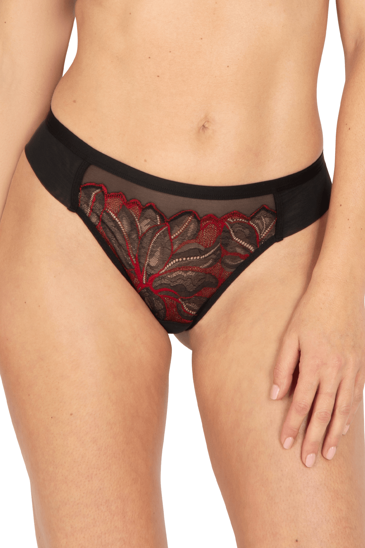 Tanga Nymphéas - Noir / Rouge