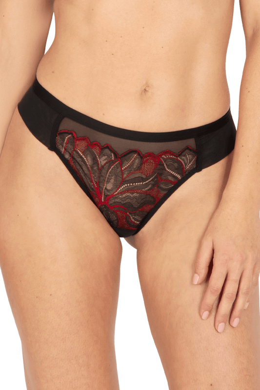 Tanga Nymphéas - Noir / Rouge