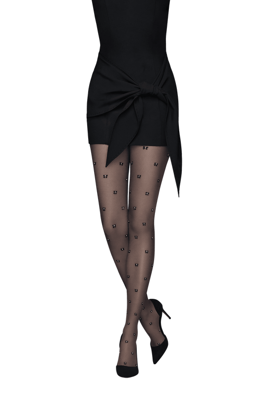 Collant Fantaisie 25D Plumetis Couture Magic Nights - Noir ébène