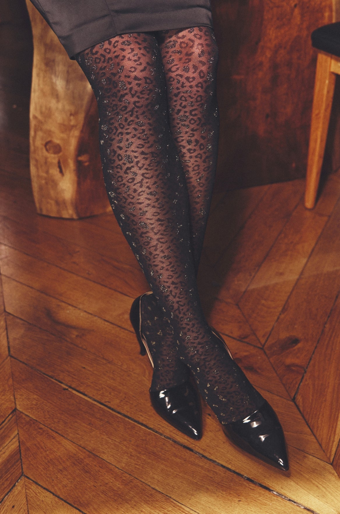 Collant léopard 25D Parure Féline Magic Nights - Noir ébène
