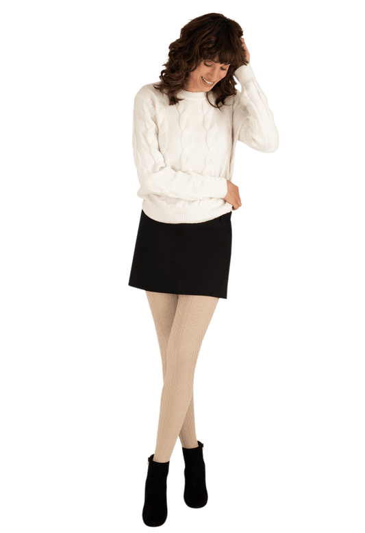 Collant Torsades et Chevrons 200D Allure d'Hiver - Praline