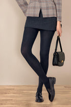 Collant opaque 200D Chaud Damier Brodé Allure d'Hiver - Noir ébène