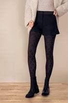 Collant opaque 160D Chaud Losanges Ajourés Allure d'Hiver - Noir ébène
