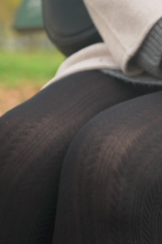 Vidéo détails Collant Opaque Chaud 160D Rayures et Chevrons Allure d'Hiver - Noir ébène