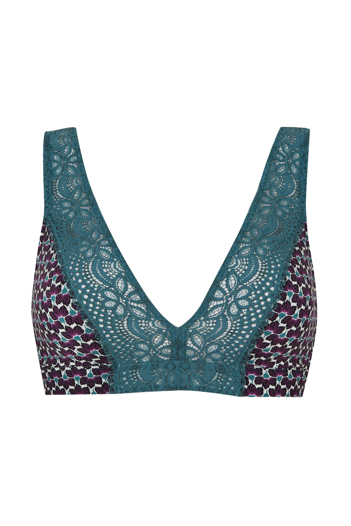 Soutien-gorge foulard sans armatures en dentelle et en microfibre L'irrésistible - Imprimé folk