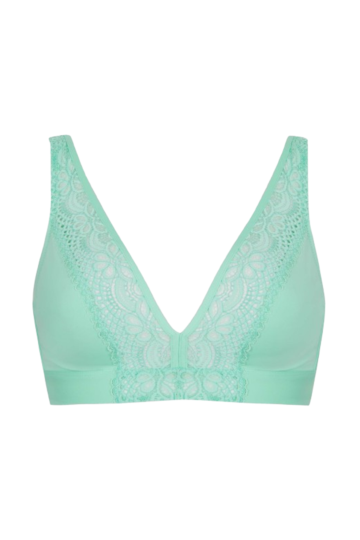 Soutien-gorge foulard sans armatures en dentelle et en microfibre L'irrésistible - Vert amande