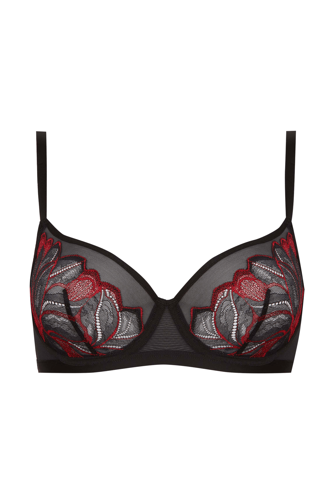 Soutien-gorge à armatures Nymphéas - Noir / rouge