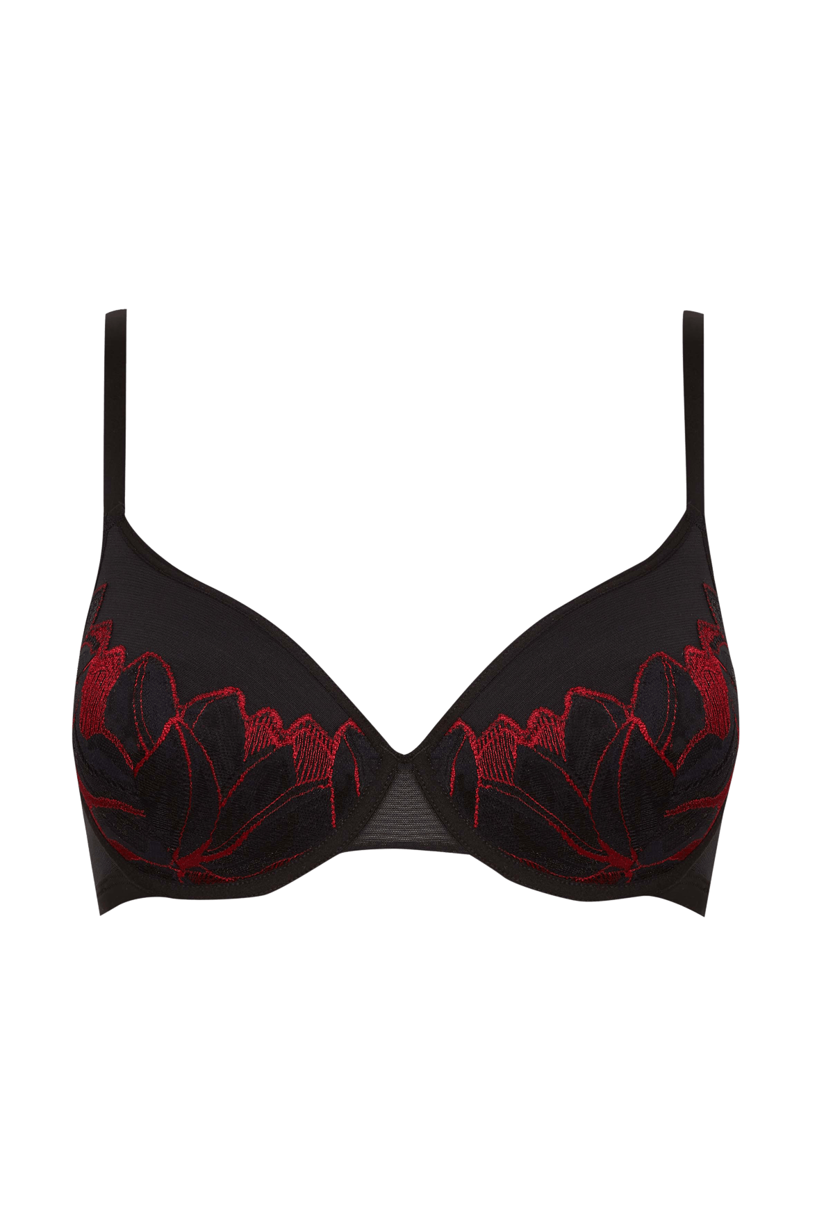 Soutien-gorge à coques Nymphéas - Noir / rouge