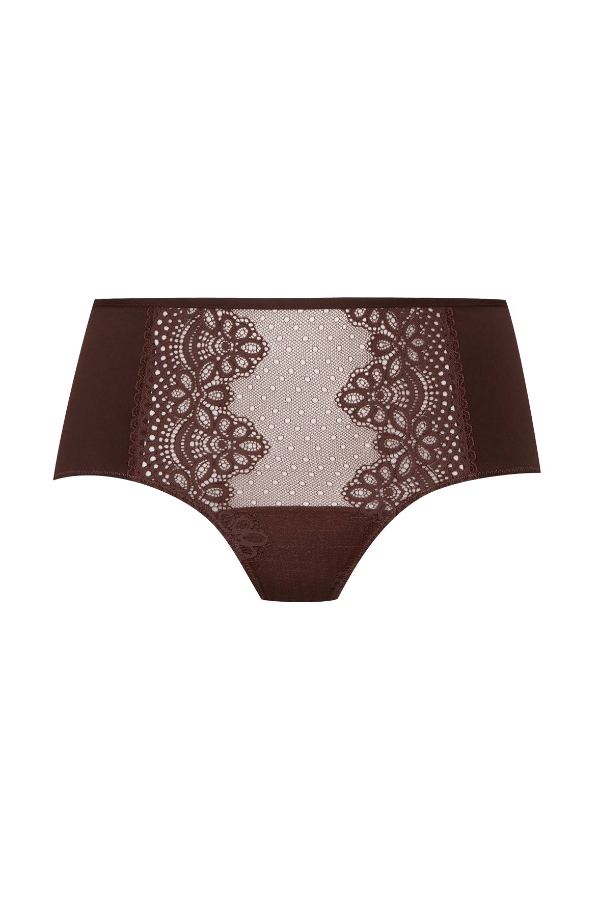 Shorty en dentelle et microfibre L'irrésistible - Châtaigne