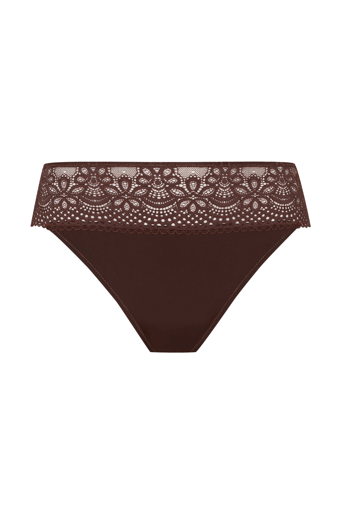 Slip brésilien dentelle et microfibre L'irrésistible - Châtaigne