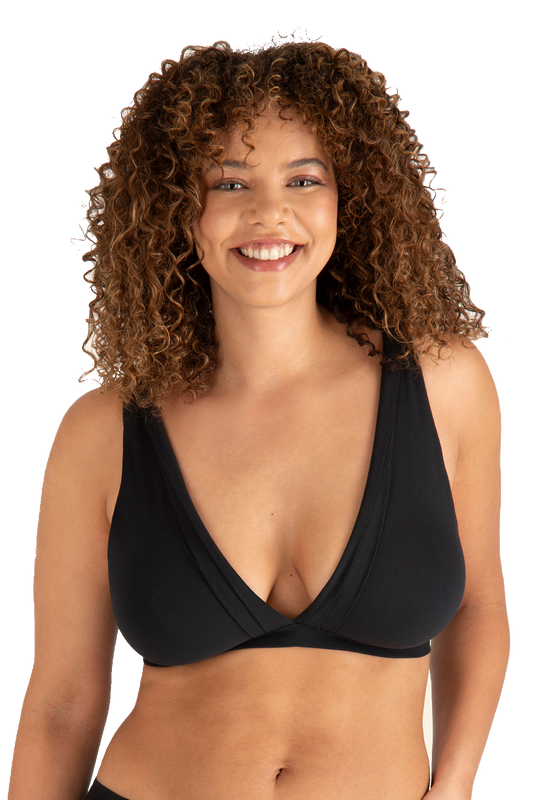Soutien-gorge sans armatures Tulle Design Coton - Noir