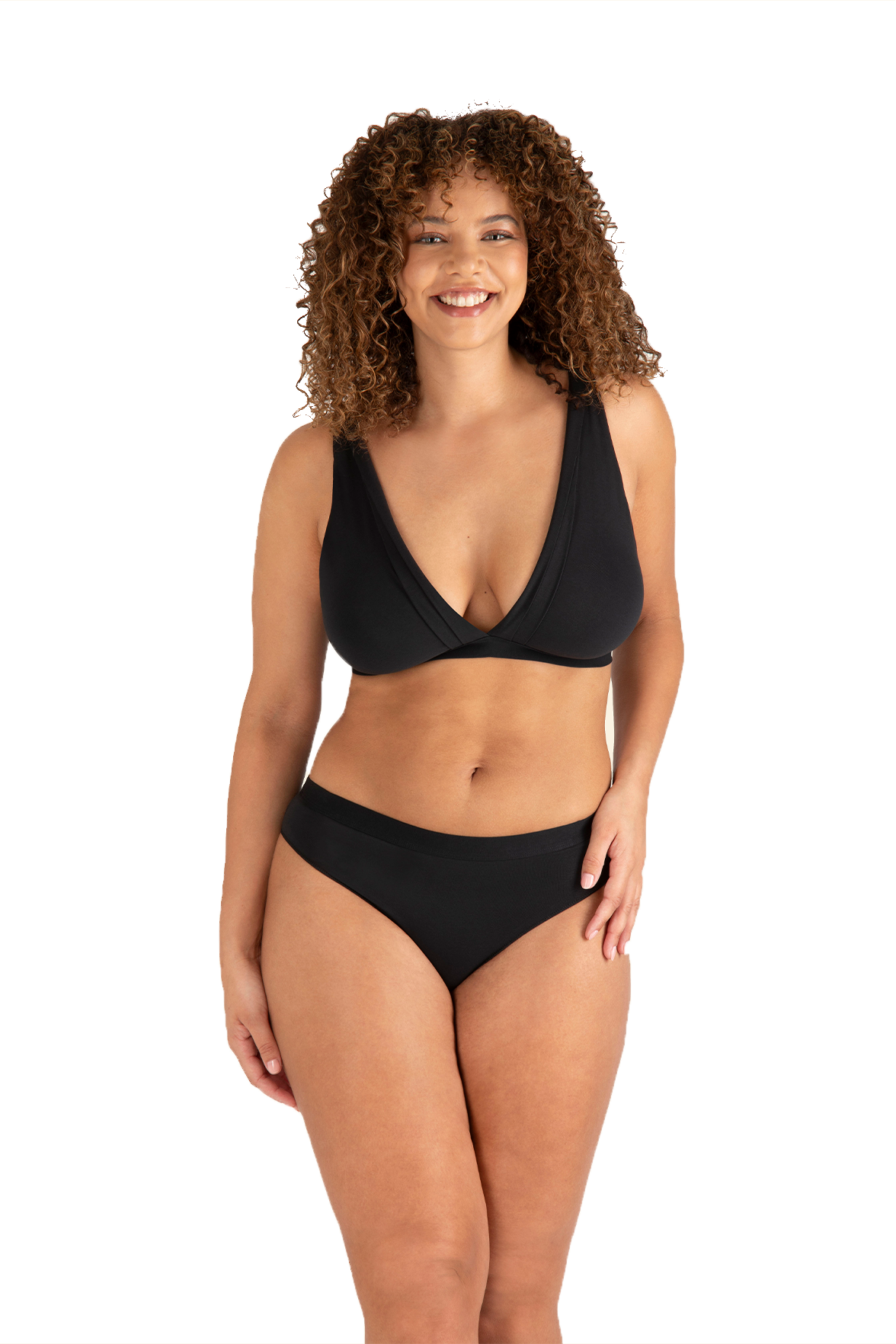 Soutien-gorge sans armatures Tulle Design Coton - Noir