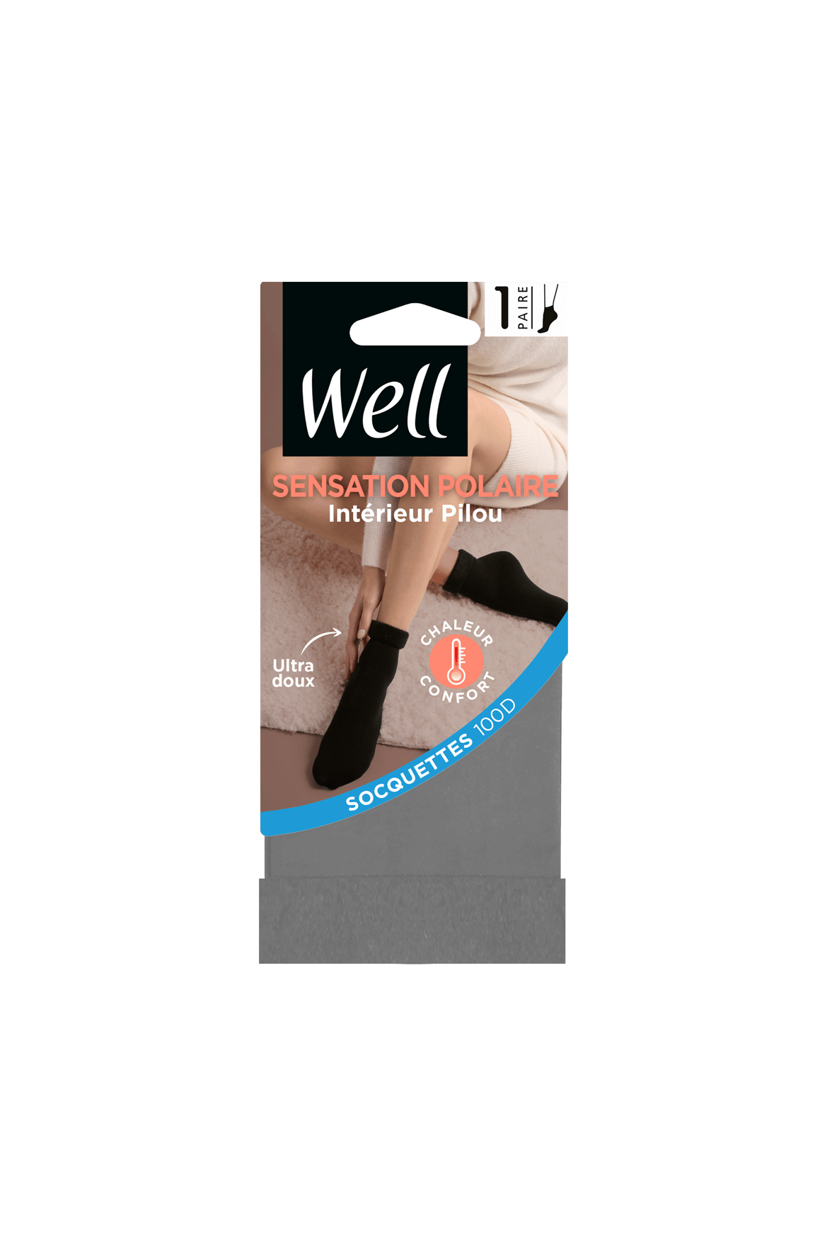 Socquettes Opaques Pilou 100D Sensation Polaire - Gris ardoise