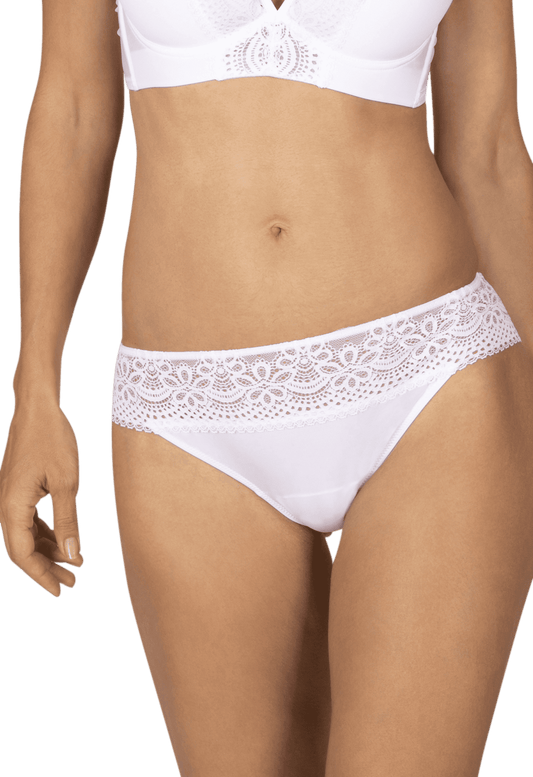 Slip brésilien dentelle et microfibre L'irrésistible - Blanc