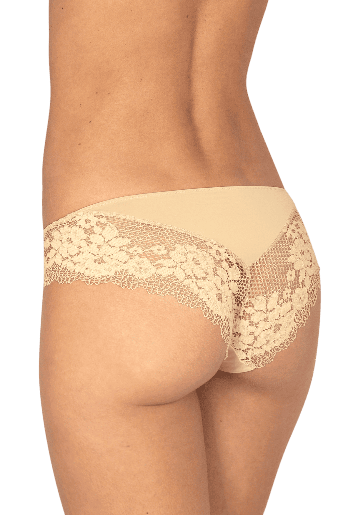Slip Résille Florale - Nude