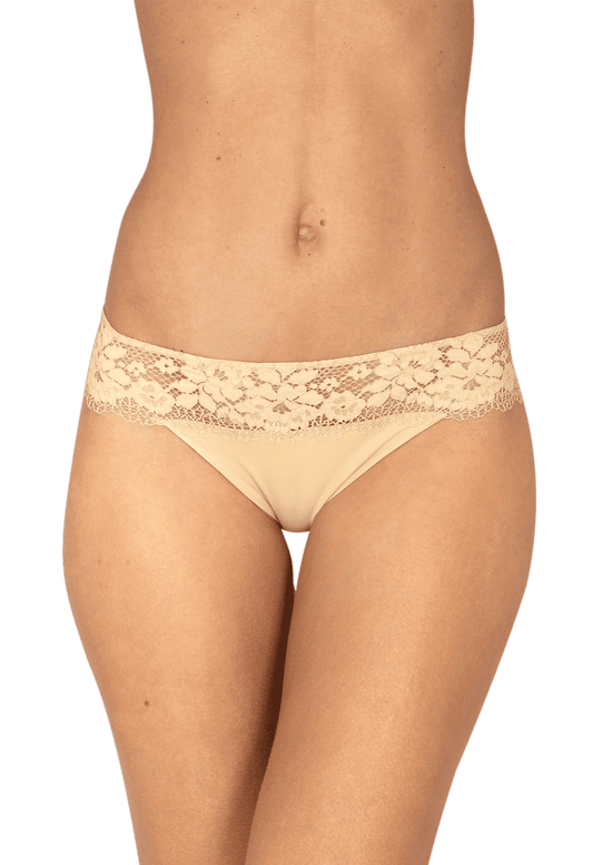 Slip Résille Florale - Nude