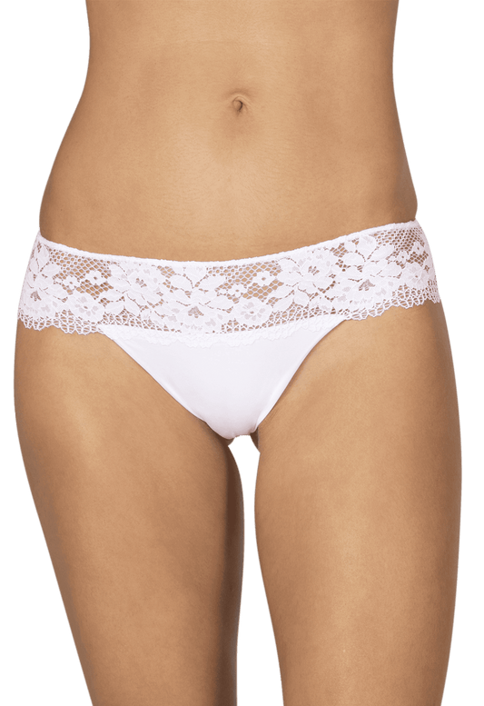 Slip Résille Florale - Blanc