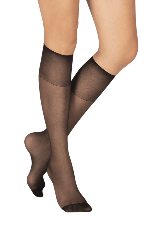 Lot de 2 paires de Mi-bas Voile 15D Contact Lycra - Noir