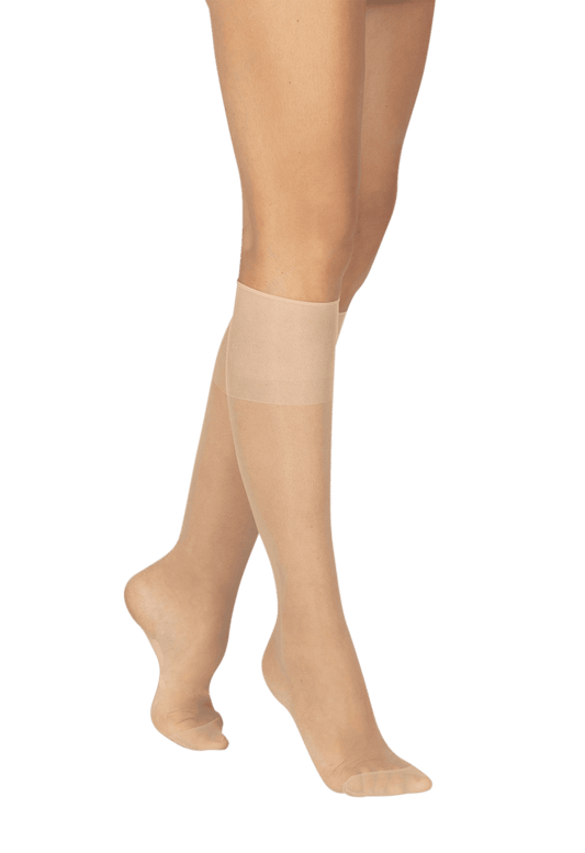 Lot de 2 paires de Mi-bas Transparent 19D Elastivoile Contact - Beige naturel
