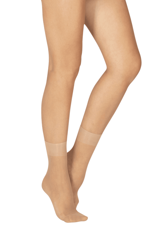 Lot de 2 paires de Socquettes Transparentes 15D Contact Voile Lycra - Sable