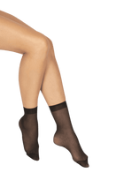 Lot de 2 paires de Socquettes Transparentes 19D Elastivoile Satiné - Noir