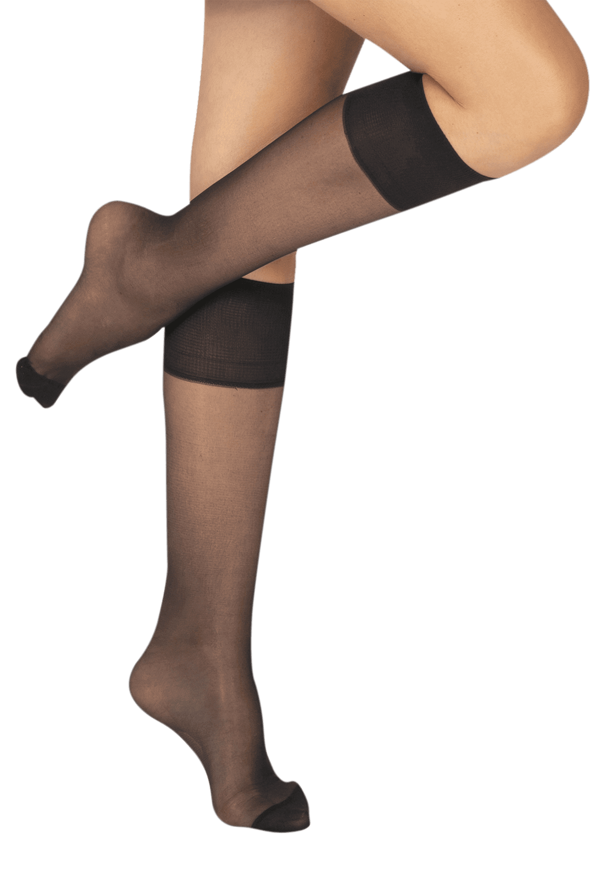 Lot de 2 paires de Mi-bas Transparents 15D Elastivoile Résistant - Noir